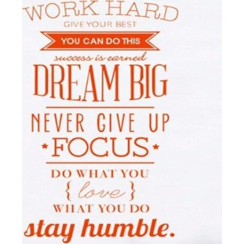 50sets/lot 100*56cm Never give up work hard Dream Big Motivation Wall stickers Wall decals office room decor