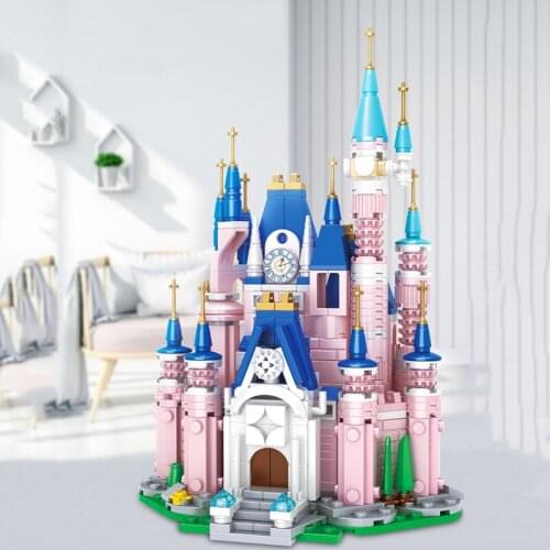 565pcs Pink Disney castle Building Blocks Princess palace bricks DIY toy for girl birthday gift