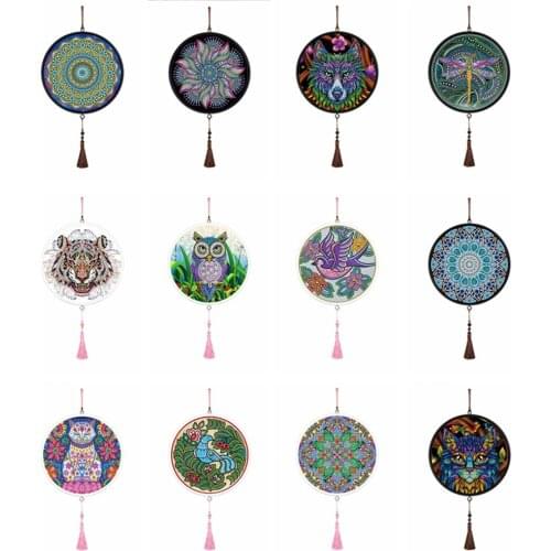 5D Animal DIY Diamond Painting Tassel Pendants Chevron Board PVC Resin Lacquer Glitter Special Shape Full Drill Home Decor