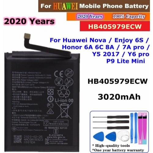 HB405979ECW Battery For Huawei P9 Lite Mini Nova Enjoy 6S Honor 6A 6C 7A/7A Pro 7S 8A Y5 Y6/Y6 Pro 2017 Phone Battery 3020mAh
