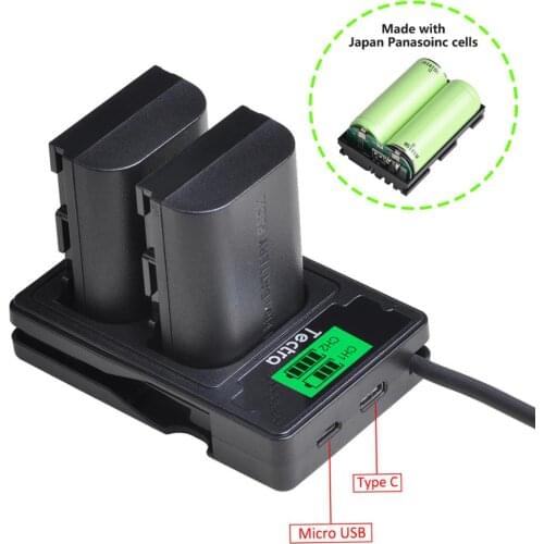 2pcs LP-E6N LPE6 lpe6n battery+LCD Charger for Canon EOS 5D Mark IV 5D2 5DS R Mark II 2 III 3 6D 60D 60Da 7D 7D2 7DII 70D