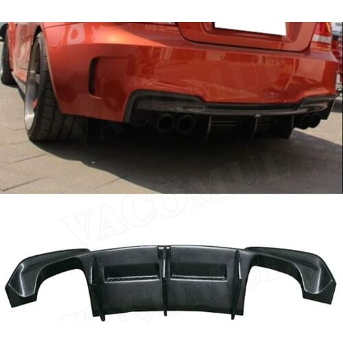 For 1 Series Carbon Fiber Rear Lip Spoiler For BMW E82 E87 1M Base Coupe 2 Door 2011 FRP Fins Shark Style Diffuser Bumper Guard