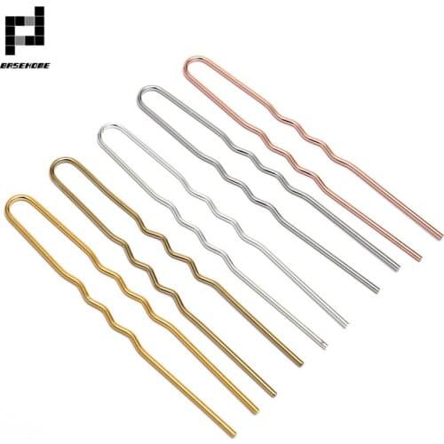 BASEHOME 50pcs/lot 70X1.2mm Raw Brass vintage Hair Sticks U shape Hair Pins Blank Base Setting For Women Jewelry Accesories DIY
