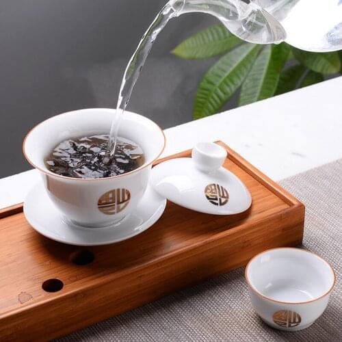 180ml Ceramic Gaiwan,Porcelain Kungfu Tea Cup Ceremony Tureen teaware teaset for pu'er/puerh/oolong/white/green/black/flower tea