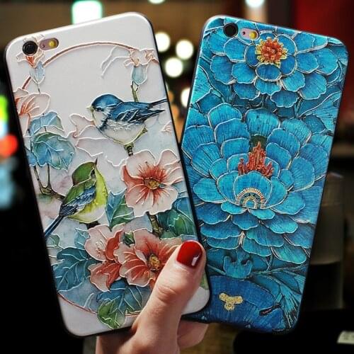 Fashion Flower Bird Embossed Phone Case for iPhone 11 12ProMax XS MAX XR Capa Soft TPU Back Cover for iPhone X 8 7 6 Plus Coque