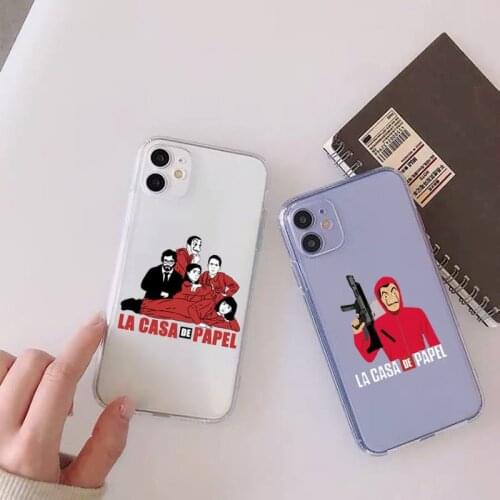 Money Heist Phone Case For iphone 12 11 mini x xs xr pro max 8 7 6s 6 5 5s 5c se plus Transparent soft