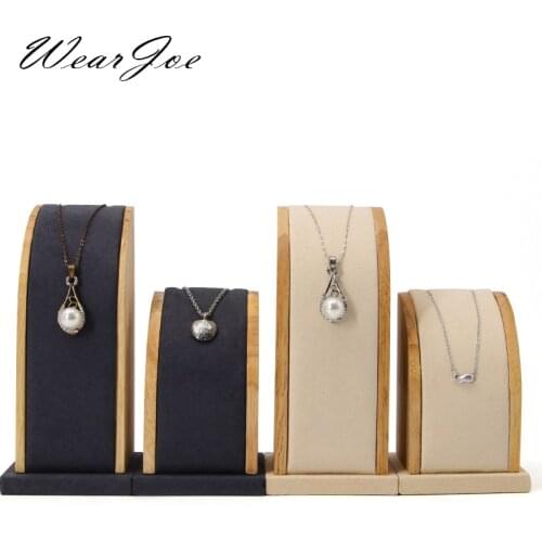 Wooden Portrait Mannequin Bust Dangling Pendant Necklace Chain Jewelry Holder Display Organizer Stand Rack Hanger Showcase Set