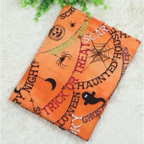50x140cm Brand Design Spider Web Black Cat pumpkin Ghost Halloween Trick or Treat Cotton Fabric for sewing bedding cloth