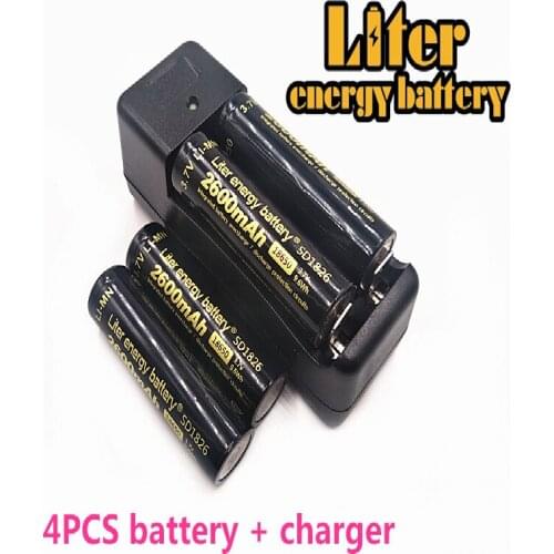 Import Liter energy battery 3.7V 18650 2600mah li-ion battery + Travel Charger Can be used to LED Flashlight