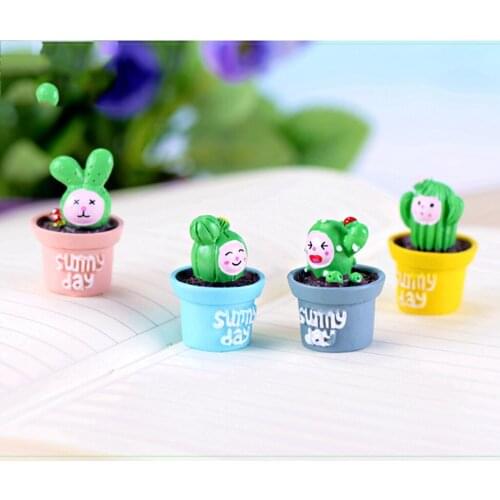 4 X Artificial Succulent Cactus Plants in Planter Pot Decorative Desk Decor Cute Style Miniature Sculpture