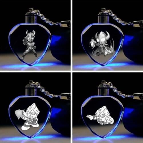 IVYYE 1PCS Ultraman Anime Customized LED Keychain Key Chains Figure Keyring Crystal Keyholder Unisex Gift