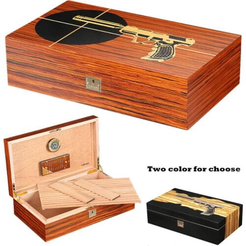 Large Capacity Cigar Humidor Box Cedar Wood Cigar Case with Humidifier Hygrometer Business Men Gadget Gift For Husband