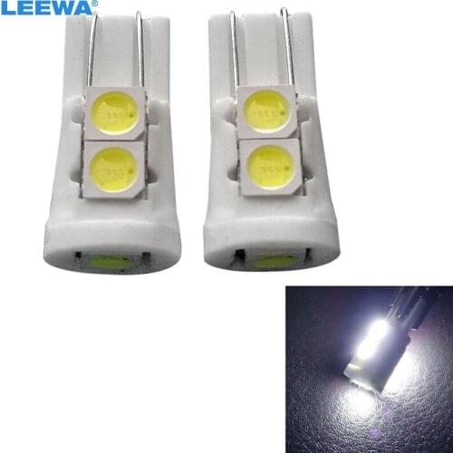 LEEWA 100pcs Super White Auto T10 194 168 5SMD 5050 Chip Ceramic Wedge Car LED Door Light Bulbs Marker Lamps 12V #CA4648