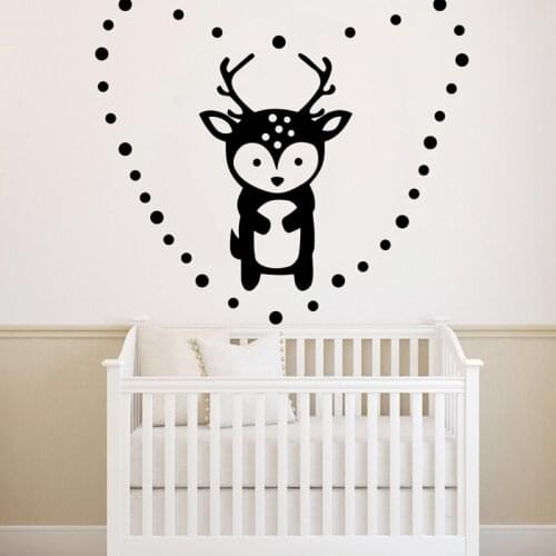 Cartoon Deer Wall sticker Kids Bedroom Wall Decal Nordic Style Forest Animals Decals Childrens Room Decoration Removable Mural