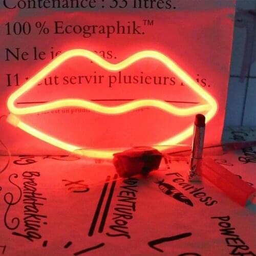 Lips LED Neon Light USB Charging Night Lamp Decorative Bar Wall Light Romantic Plastic Lips Art Signs Wedding Party Decor 2021