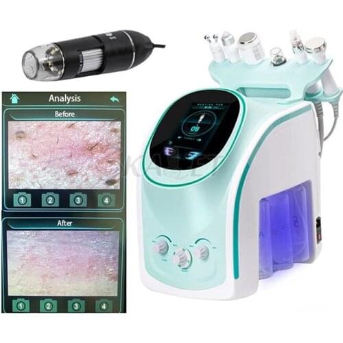 Latest 6in 1 Oxygen Hydro Dermabrasion Deep Skin Cleansing Skin Analyzer Wrinkle Removal Anti-aging Beauty Instrument