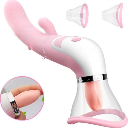 New Blowjob Nipple Sucker LickIng Tongue Vibrator Breast Suction Cup Clitoris Stimulator Sucking Vibrator Sex Toys For Women