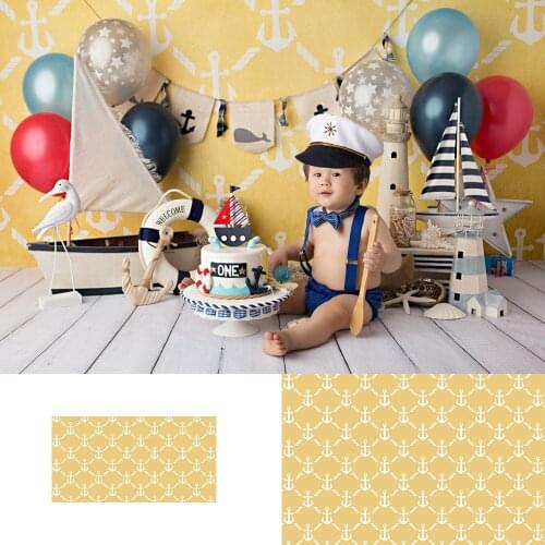 Pirate adventure birthday backdrop Sailing ship captain newborn baby portrait photography background yellow