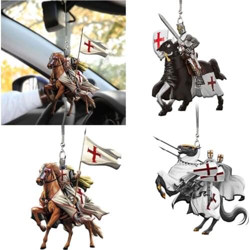 Templar Riding Horse Auto Pendants Car Interior Decorative Accessories for Rearview Mirror Door Hanging Ornaments