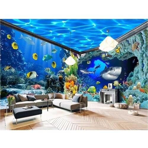 Custom photo 3d wallpaper Underwater World Aquarium full house backdrop Home improvement living room wallpaper for wall 3 d