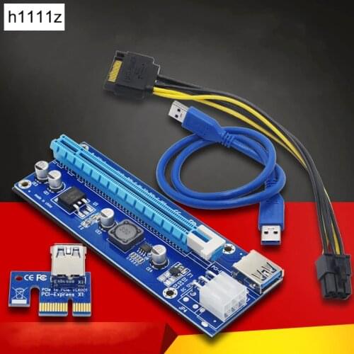 PCI-E Riser PCI E Express 1X to 16X Riser Card 60CM USB 3.0 PCI-E SATA to 6Pin Power Cable for BTC Bitcoin Mining Antminer Miner