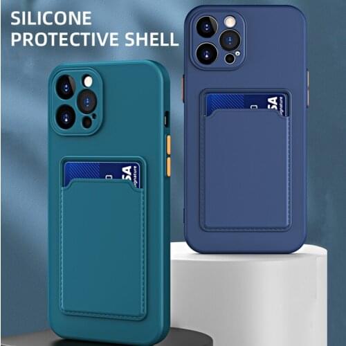 Luxury Shockproof Credit Card Slot Holder Wallet Silicone Phone Case For iPhone 13 12 11 Pro Max XR Smartphone Back Cover Fundas
