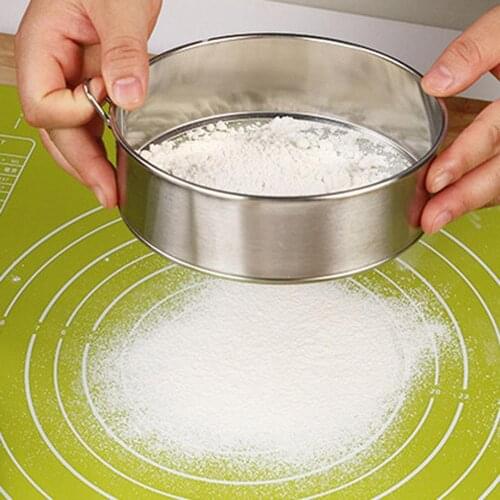 Kitchen Mesh Flour Sifter Household Stainless Steel Round Flour Sieve Strainer Shareker Cake Baking Tool tamis farine