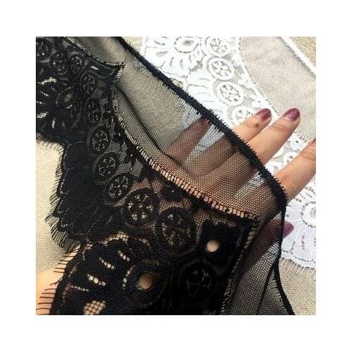 Wide 14CM Unilateral Mesh Eyelash Lace Embroidered Clothing Material Wedding Skirt Home Curtain Stitching