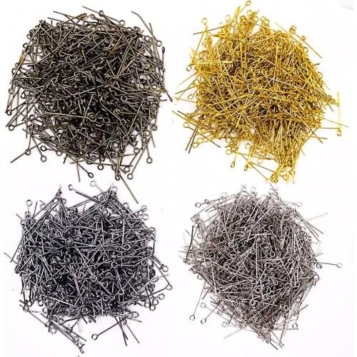 100PCS 25mm Eye Pins Needles Earrings Beading Pendant Eye Head Pins for Jewelry Findings Making DIY Supplies Crystal Connector