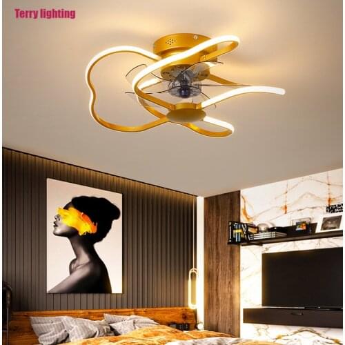 Modern simple ceiling fan decorative LED remote control bedroom fan lamp AC220V / 110V bedroom fan lamp free delivery