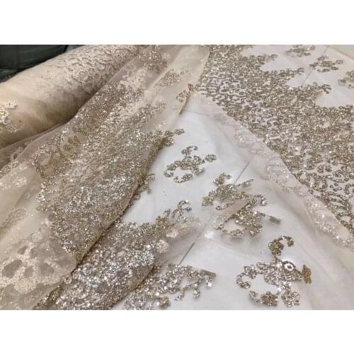 Specail african glued glitter lace SYJ-122316 with sequins embroidery tulle mesh lace fabric