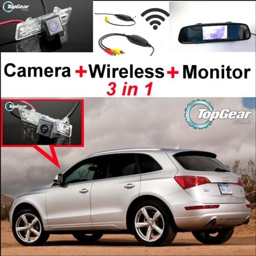 3in1 Special WiFi Camera + Wireless Receiver + Mirror Screen Easy DIY Bakc Up Parking Rear View System For Audi Q5 2008~2014
