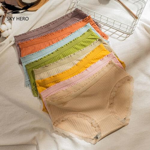 3pcs/Lot Hot Woman Underwear Girl Cotton Panties Shorts Female Satin Blue Flower Sexy Underpants Comfortable Ladies Lace Briefs