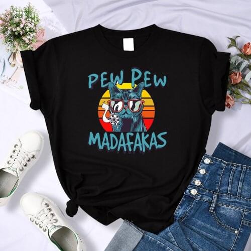 Streetwear Pew Pew Madafakas Tops Womens Fashion O-Neck T-Shirt New Summer Pattern Clothing Hip Hop Sweat Brand Women Tshirts