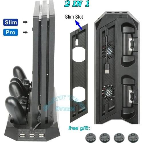 PS 4 Slim Pro Console Vertical Cooling Fan Stand Play Station PS4 Controller Charger for Sony Palystation 4 Slim Pro Accessories