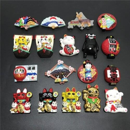 Japan Hokkaido Tokyo Lucky Cat Mount Fuji Resin Fridge Magnet World Travel Souvenirs Refrigerator Stickers Home Decor Crafts
