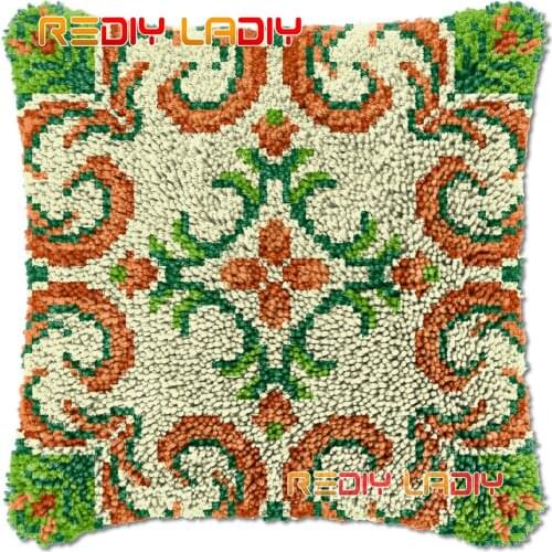 Latch Hook Cushion Rosette Mandala DIY Needlepoint Kits Chunky Acrylic Yarn Arts Crocheting Lofty Pillow Case Hobby & Crafts