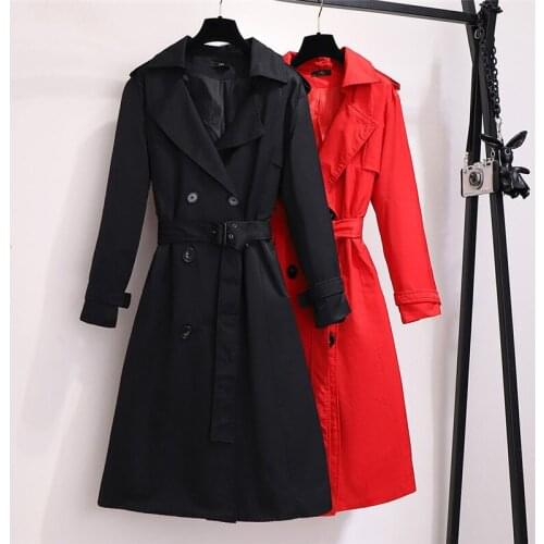 Autumn Winter Plus Size Coat For Women Casual Double-breasted Loose Long Trench Coat With Belt Female Windbreaker 5XL 6XL W116