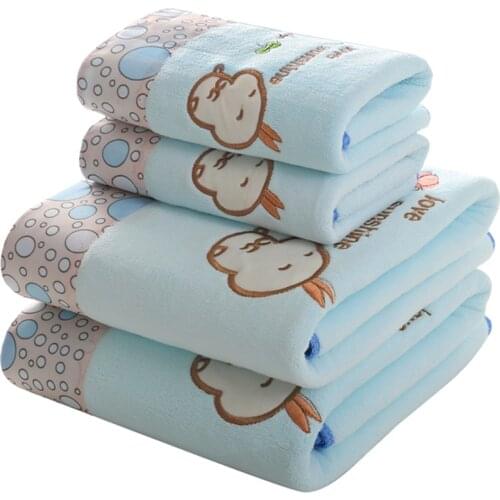 1 Bath Towel+1 Towel Super Absorbent Big microfiber Bath Towel Soft Adult Men Women Cartoon print Wash Face towel set wholesale