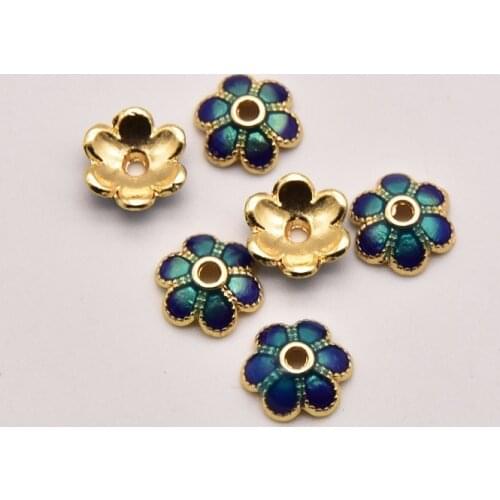 10 Pcs/Lot 8mm Cloisonne Style Hand-Made Fancy Torus Brass Gold Plated Jewelry Found Spacer Beads Making For Earrings JA0293
