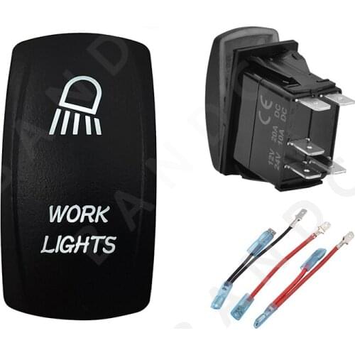 12V 20A WORK LIGHTS Push Rocker Toggle Switch 5P SPST White Led Lights ON-OFF for Car RV Carling ARB，Jumper Wires，Auto Accessory