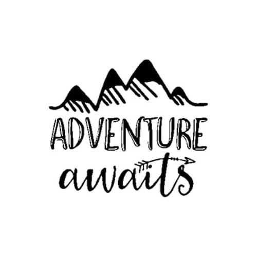 17.8CM*15.4CM ADVENTURE AWAITS Vinyl Black Silver Motorcycle Car Sticker Decals C13-000413