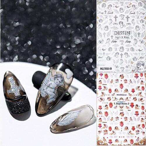 2020 DIY 3D Nail Art Sticker Adhesive Sticker Decals Tool Cross Angle Image Nail Art Tattoo Decoration Z0327