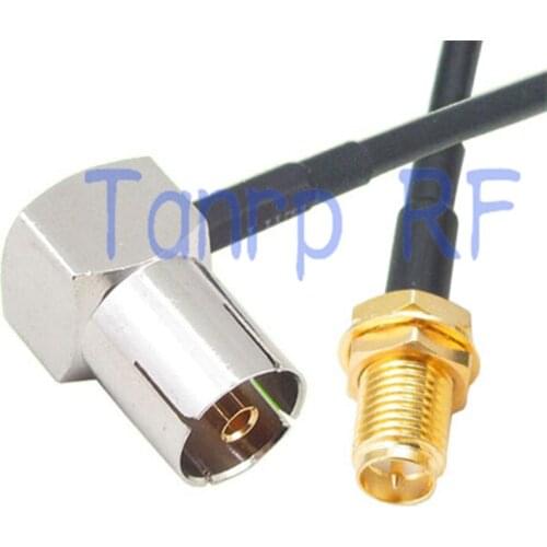 6in TV female right angle to RP-SMA female jack RF connector adapter 15CM Pigtail coaxial jumper RG174 extension cable