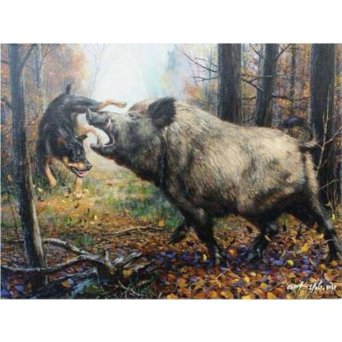 5D diy Diamond Painting Cross Stitch sets square Diamond Embroidery Wild boar Full Drill resin Paste Pattern Mosaic Home Decor
