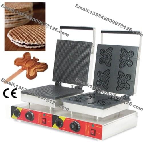 Free Shipping Commercial Non-stick 110v 220v Electric Dual Waffle Machine Dutch Stroopwafels Baker Iron Butterfly Waffle Maker