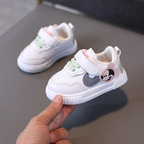 Disney Hot White Mickey Shoes For Baby Boy Girl Brand Children Sneaker Mickey Mouse Kids Fashion Shoes Toddler Walking Shoes