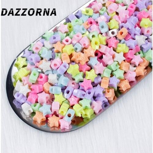 100/200/300Pcs New Colorful Star Shape Beads Acrylic Loose Beads for Jewelry Making Bracelet Necklace Accesories Mixed Color