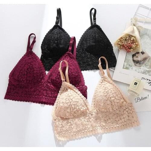 Women Triangle Cup Bra Base Tube Top Lace No Steel Ring Wrap Underwear Ladies Students Seamless Wire Free Bras