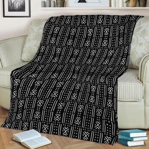 Mudcloth black square tray top 3D Printed Shabal Blankets Are Soft Warm And Washable And Throw On The Sofa For Home Decora